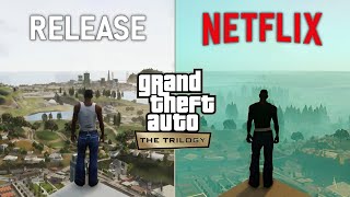 GTA Trilogy Definitive Edition Release vs Netflix Mobile  Graphics Physics and Details Comparison [upl. by Ocirred]