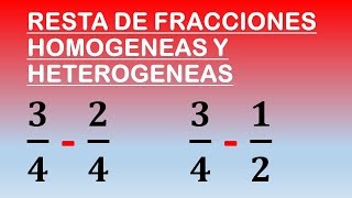 Resta de Fracciones HOMOGENEAS y HETEROGENEAS MATEMATEando [upl. by Nahsrad147]