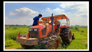 Day 1 Kubota MU 5502 4wd BKT High Log 16928 Tyre Mud Raotavator Performance  Kubota Tractor [upl. by Eibur686]