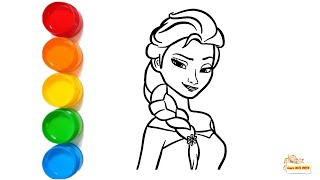 How to Draw Elsa  Frozen Elsa Drawing amp Coloring Disney Princess Elsa  Queen Elsa Drawing [upl. by Yecies299]