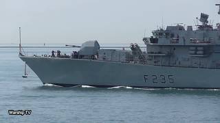 HMS MONMOUTH F235 LEAVES DEVONPORT NAVAL BASE AT DEVILS POINT  19th July 2018 [upl. by Eylatan]