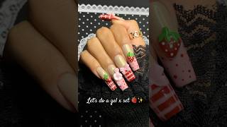 Let’s do a gel x strawberry set 🍓✨ gelx gelxnails nana strawberrynails [upl. by Gaspard]