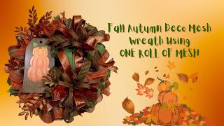 Fall Autumn Deco Mesh Wreath ONE ROLL OF MESH Crafting with Hard Working Mom How to [upl. by Hakeem]