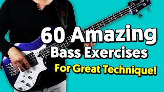 60 Finger Twisting Exercises To Build Your Bass Technique [upl. by Ettereve]