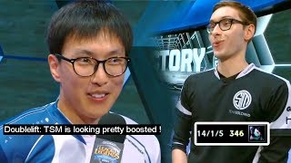 Doublelift TSM is Boosted Bjergsen responds ingame [upl. by Acirahs874]