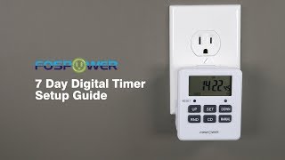 How To Setup your FosPower 7 Day Outlet Timer Instructional DIY Video FOSCHR2366US FOSCHR2383US [upl. by Groh68]