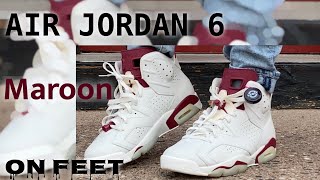 Air Jordan 6 Maroon On Feet BEST [upl. by Maroj]