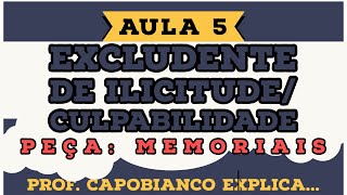 Excludentes de ilicitude e de culpabilidade  memoriais  aula 5  preparação segunda fase da OAB [upl. by Ladd394]