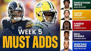 Fantasy Football Week 5 Waiver Wire Pickups  MustHave Players to Add to Your Roster 2024 [upl. by Tiraj]