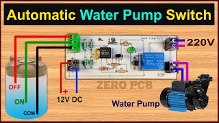 How to make Water Pump Automatic Switch ONOFF Circuit  Water Level Controller with 555 [upl. by Ayotak792]