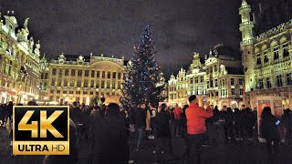 Brussels 🇧🇪 streets of light 4K 60fps Bruxelles center 🇧🇪 Grand Place 4K UHD [upl. by Adneral]