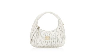 Miu Miu Nappa Matelasse Wander Medium Hobo Bianco [upl. by Elttil911]