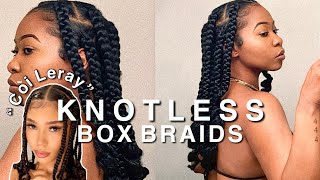 JUMBO KNOTLESS BOX BRAIDS  COI LERAY INSPIRED BRAIDS  BEGINNER FRIENDLY  RUBBERBAND METHOD 2021 [upl. by Cai978]