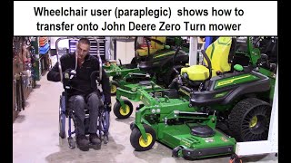 Paraplegic loaded onto Zero Turn John Deere mower Z994r via Ceiling Lift [upl. by Ehav]