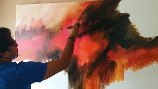 Abstract painting  Demonstration of abstract painting in Acrylics  Easy blending [upl. by Ahseniuq75]