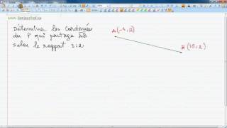 Secondaire 4 CST Québec  32 Géométrie analytique point de partage [upl. by Annavoeg]