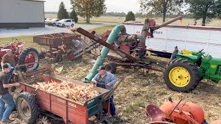 Picking and Shelling Ear Corn New Idea Single Row Corn Picker and Ottawa Corn Sheller [upl. by Otter]