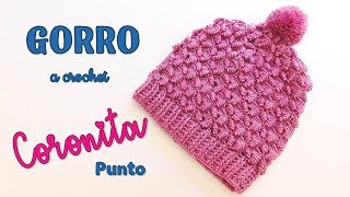 Como tejer un gorro a crochet a gancho para mujer y niñas en Punto Coronita [upl. by Arek]