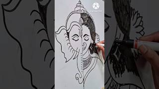 Half ganesha amp Half maa Lakshmi drawing viral shortviral art drawing [upl. by Mccall]