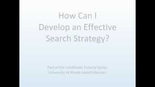 How Do I Develop an Effective Search Strategy [upl. by Cohette]