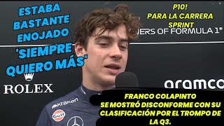 Franco Colapinto se mostró disconforme con su clasificación por el trompo de la Q3 F1 radio [upl. by Dogs]