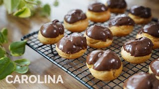 CAROLINA  Receita rápida de massa choux com recheio de doce de leite e cobertura de chocolate [upl. by Naig429]