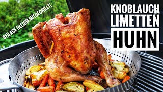 590 KnoblauchLimettenHuhn mit Beilage vom Weber Kugelgrill [upl. by Rovit]