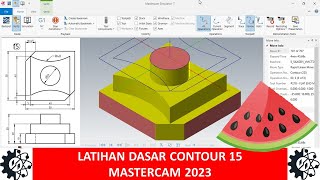 Latihan Dasar 15 MasterCAM 2023  Materi Belajar CNC  Menu Milling Contour [upl. by Nimzay]