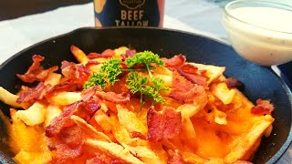 Loaded Double Fried French Fries made in Beef Tallow Delicious Crispiest Bacon Cheese Fries [upl. by Ordnagela]