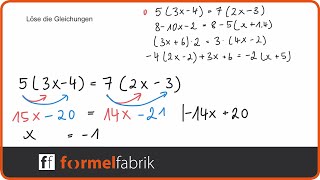 Lineare Gleichungen Trainingsvideo Klammern Nr 3 [upl. by Rother503]