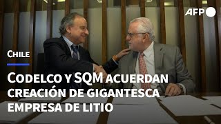 Chilenas Codelco y SQM acuerdan creación de gigantesca empresa de litio  AFP [upl. by Ultann]