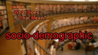 What does sociodemographic mean [upl. by Lorelie]