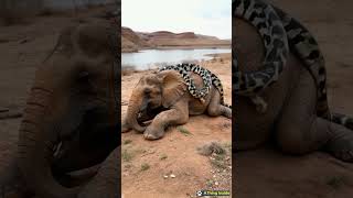 Baby elephant is getting weaker before the python [upl. by Alatea]