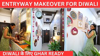 Indian Entryway Makeover On A Budget  DIY Makeover of Foyer For DIWALI [upl. by Aileda916]