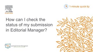 1 minute quick tip How can I check the status of my submission in Editorial Manager [upl. by Cristie729]