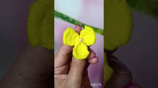 Wow🤩super easy woolen flower🌺making idea with forkshortsdiy [upl. by Atteynad892]