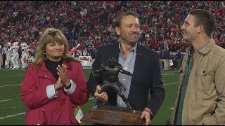 Stetson Bennett Receives Burlsworth Trophy  Sanford Stadium  November 11 2023 [upl. by Weidner433]