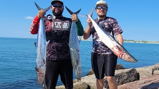 Fishing for Kingfish at the JettiesPackery channelCorpus Christi Tx [upl. by Iahcedrom962]