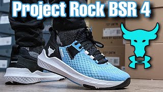 UA Project Rock BSR 4 Horizon Blue Training Shoe Review amp On Feet [upl. by Jewelle309]