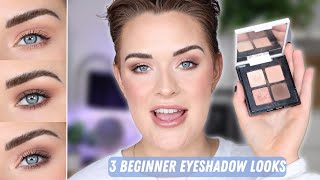 How To Use an Eyeshadow Quad  3 Looks 1 Palette  Easy Eyeshadow Tutorial for Beginners [upl. by Elkin505]