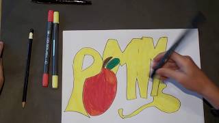 tuto calligramme pomme [upl. by Ronnica]