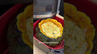 Abóbora recheada com carne seca feita na air fryer [upl. by Llenahs]