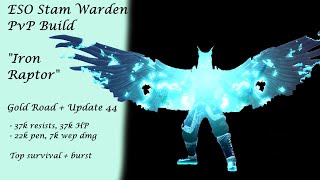 ESO Stam Warden PvP Build  IRON RAPTOR Gold Road  Update 44 [upl. by Nylsor345]