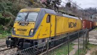 2 treni merci con containers in 30 minuti di orologio nella stazione di Genova San Quirico [upl. by Incrocci]