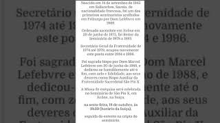 81024 Nota de falecimento de Dom Bernard Tissier de Malleraisout  FSSPX [upl. by Elli]