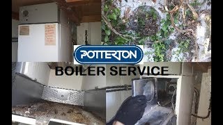 WHATS INVOLVED IN A BOILER SERVICE  burner pressure  BOILER FULL STRIP DOWN Potterton Kingfisher [upl. by Knight]