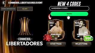 4x REDEEM CODES  103 OVR MARADONA amp RONALDINHO IN COPA LIBERTADORES EVENT 🔥 [upl. by Wenger]