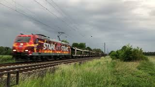 Güterzug mit 185 0775 quotStahl auf Stahlquot und Autowagen [upl. by Aramad]