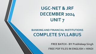 UGC NET DECEMBER 2024 I CLASS –06 I COMMERCE  BANKING AND FINANCIAL INSTITUTIONS  07 [upl. by Jamel]