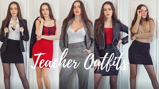 Trying On 10 Teacher Outfits  skirts tights high heels [upl. by Nnahtebazile]